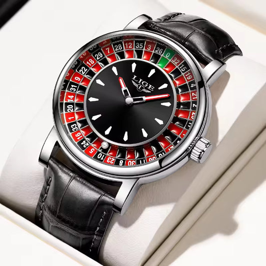 Quartz Man Watch Fashion Luxury Creative Roulette Game Dial